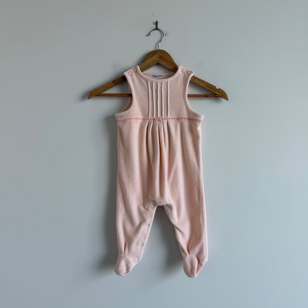 Vintage Light Pink Velveteen Pleated Jumper Size 18-24 Months
